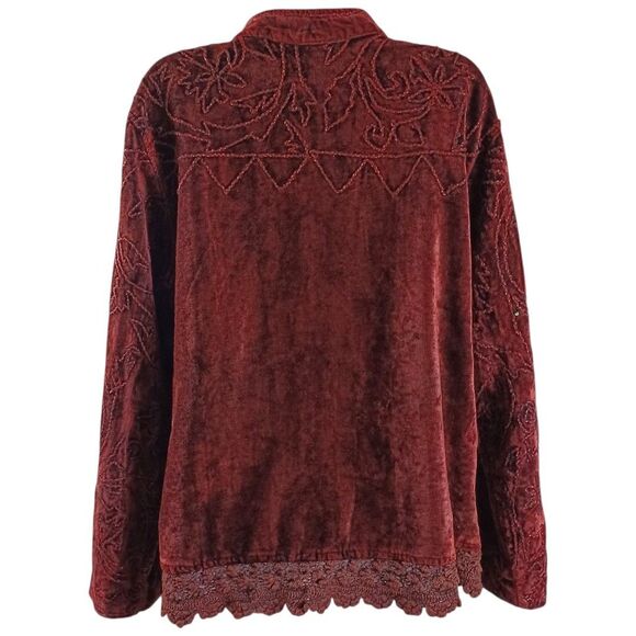 Vtg Flashback XL Velvet Embroidered Jacket Whimsigoth Witchy Boho Beaded Lace - Picture 5 of 6